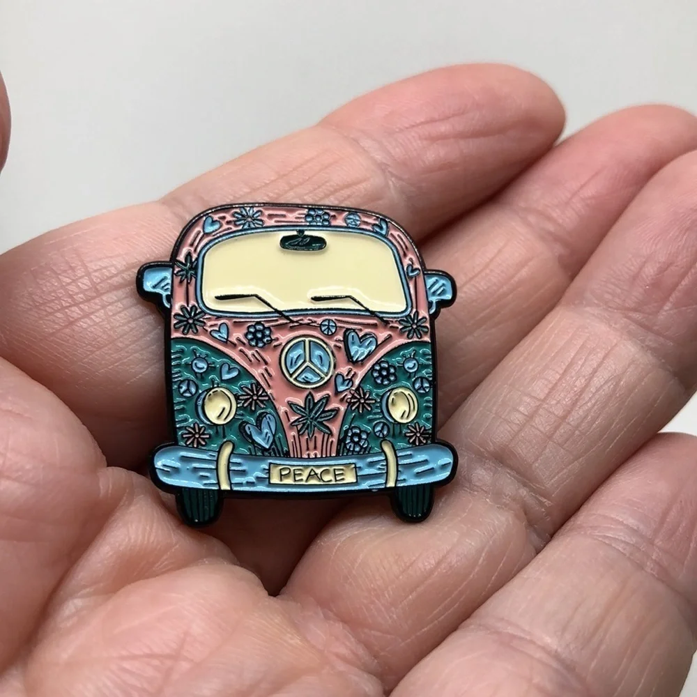3/$25 Boho Hippie Volkswagen Van Bus Pin Badge Brooch